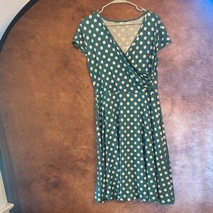 Chic Teal Polka Dot Midi Dress